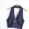 Women's European and American style hanging neck collar backless dress